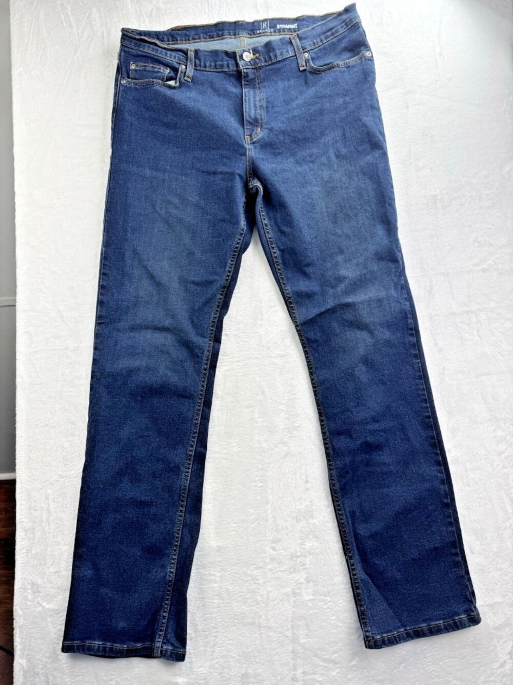 George Size 36x3 Mens Jeans Straight (Actual Inseam 33.5) Dark Wash Stretch